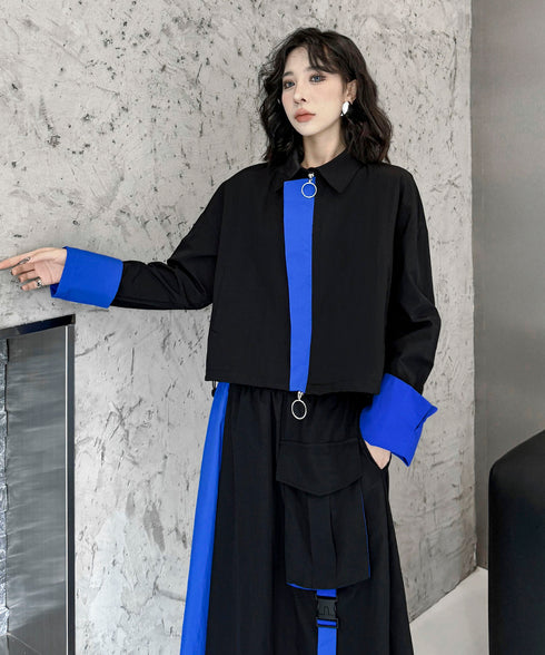 Bicolor Zip Top &  Skirt Co-ord